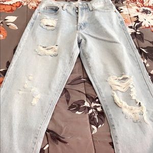 Blue ripped baggy jeans